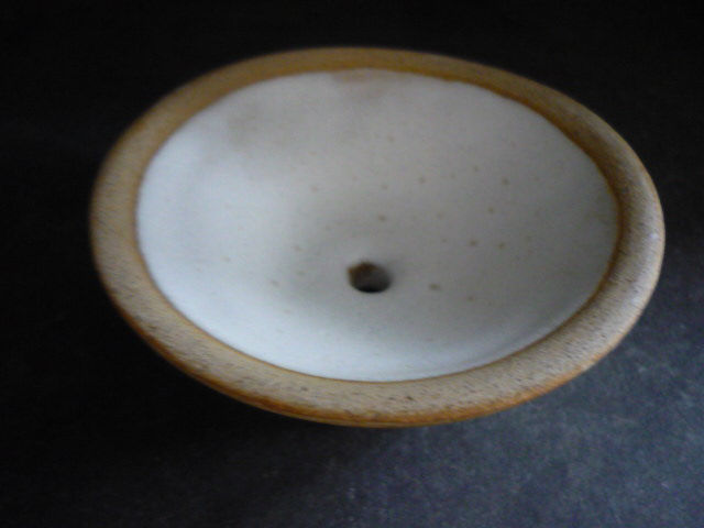 Thumbnail: Small Hand thrown pottery draining soap dish cream