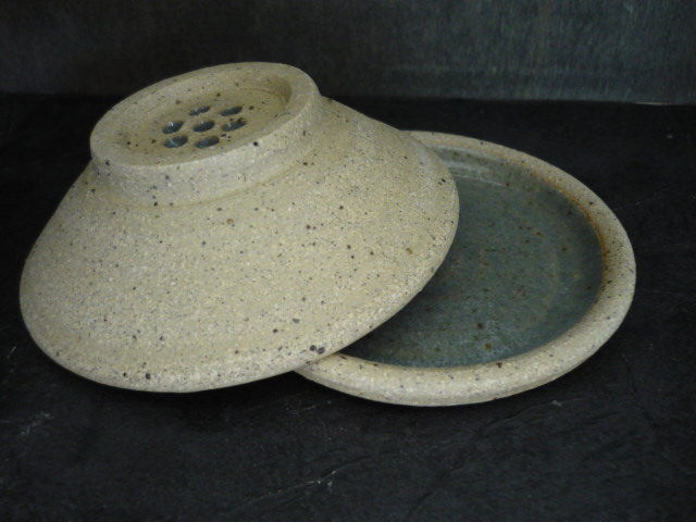 Thumbnail: Hand thrown stoneware pottery Soap Dish &  draining tray grey