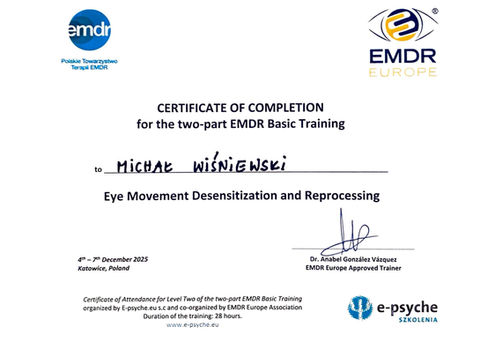 Psycholog Kraków, psycholog Michał Wiśniewski, psychoterapeuta Kraków, seksuolog Kraków, psychoterapia Kraków, terapia EMDR Kraków