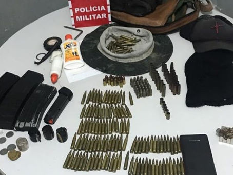 Polícia Militar apreende quase 150 munições de quadrilha que estaria atuando em crimes no Sertão