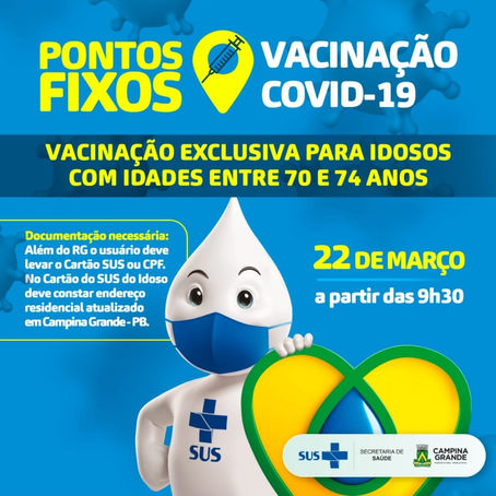 Veja os 80 postos de vacinação para o público de 70 a 74 anos nesta segunda