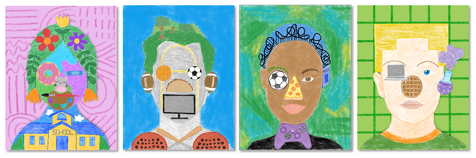 Arcimboldo inspired self-portraits art project for kids
