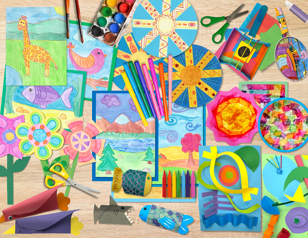 a variety of art projects for 1st and 2nd grade