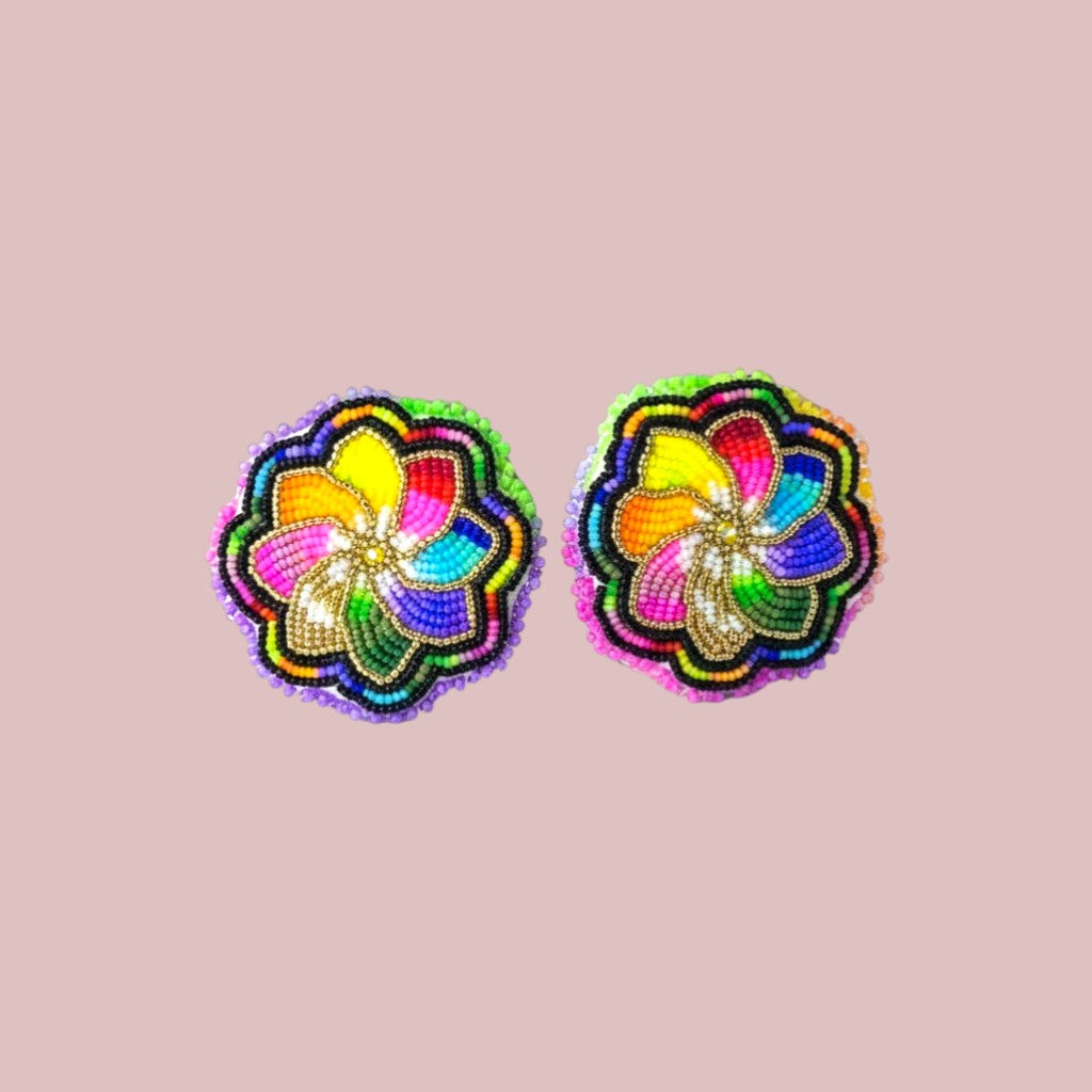 Rainbow Flower Earring