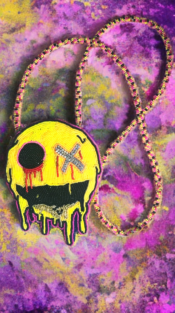 Melted smiley face medallion