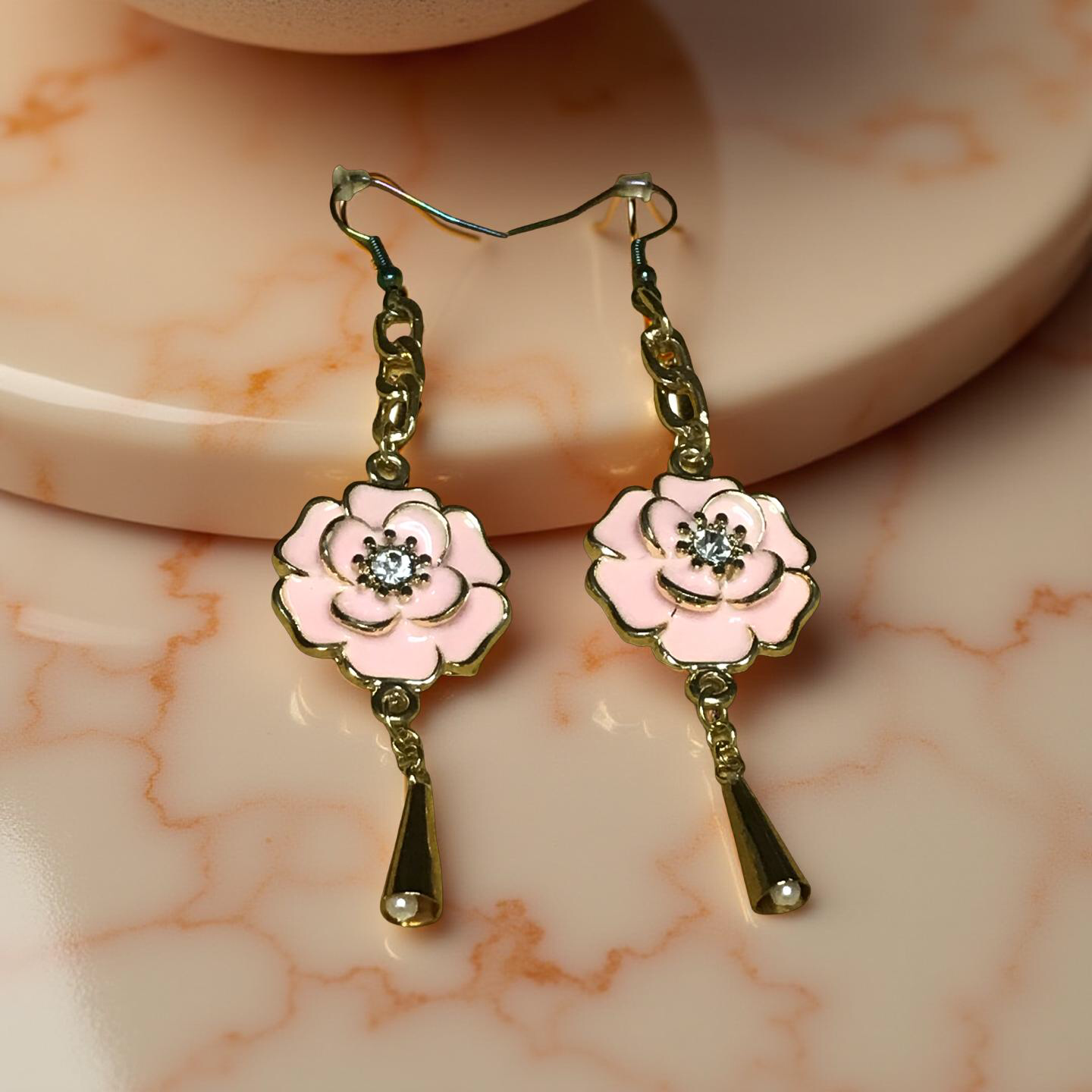 Blush Bloom – Pink Poppy Drop Earrings