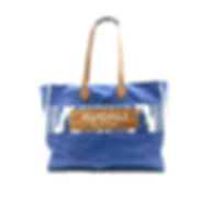 AUDALI Mallorca - Tasche mit Ikat-Muster und Lederhenkeln, Blau