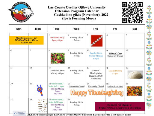 University Extension Office Releases Schedule for November