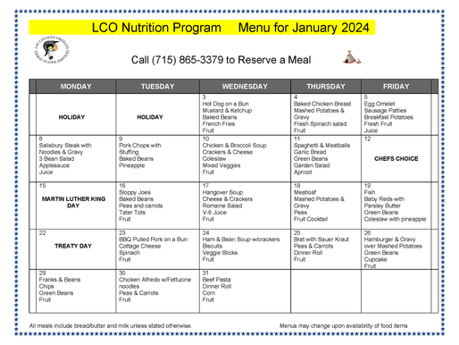 Director Issues Nutrition Center Report for December
