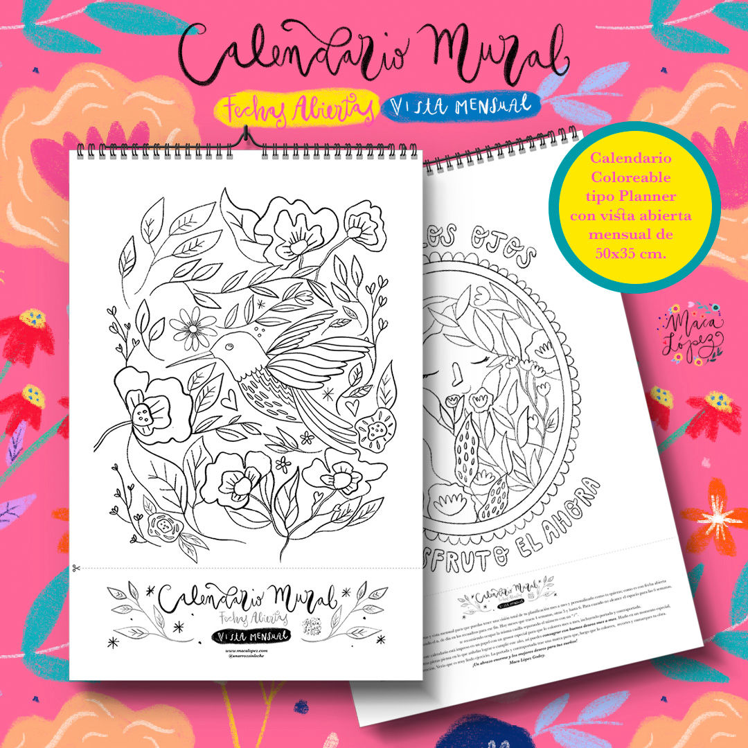 Calendario Coloreable Mural 50x35 cm
