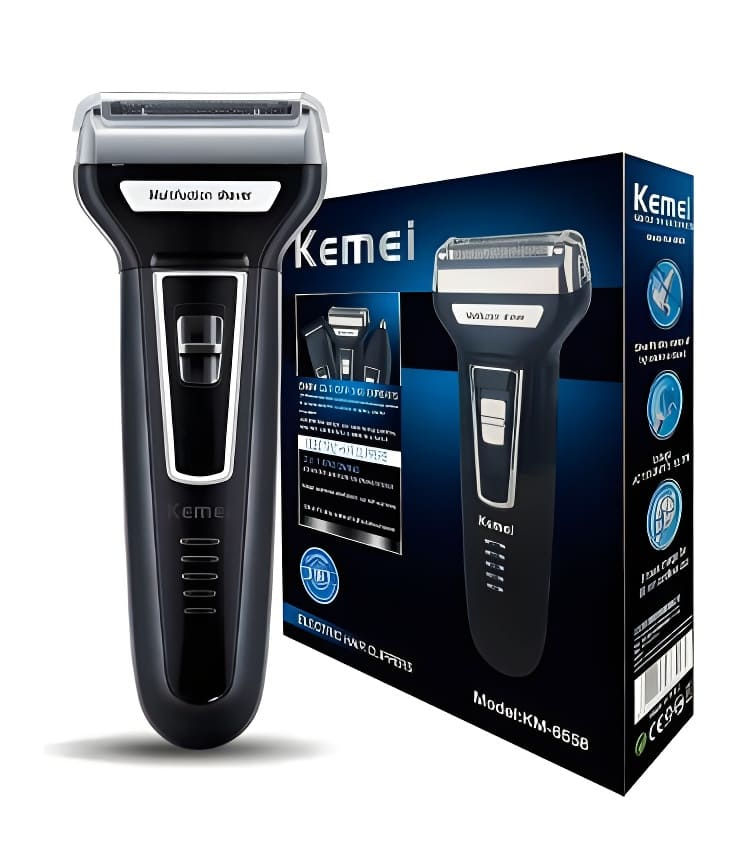 Aparador de barba 3 em 1 loja virtual Kemei com embalagem.