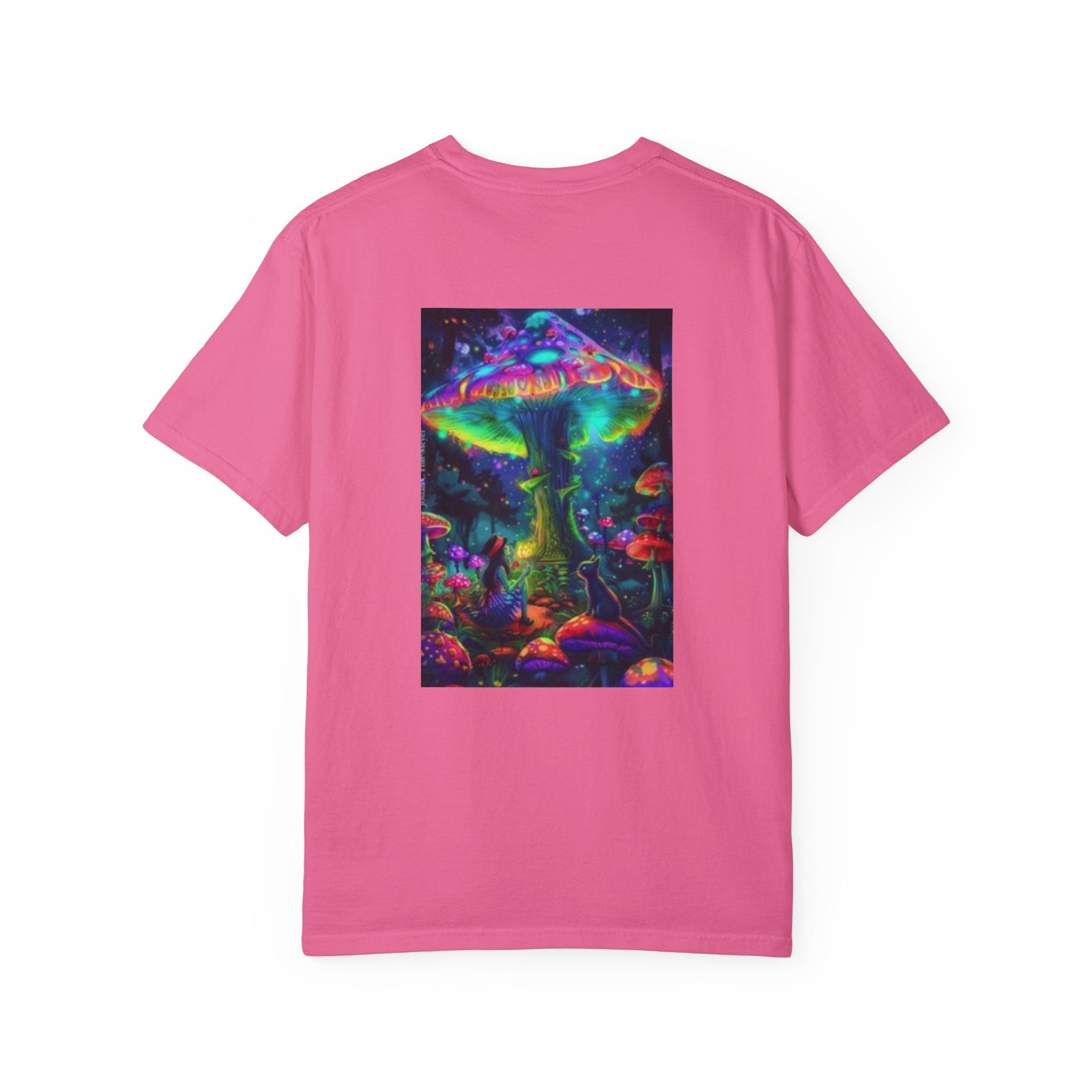 Vibrant Tree and Mushroom Unisex Garment-Dyed T-shirt