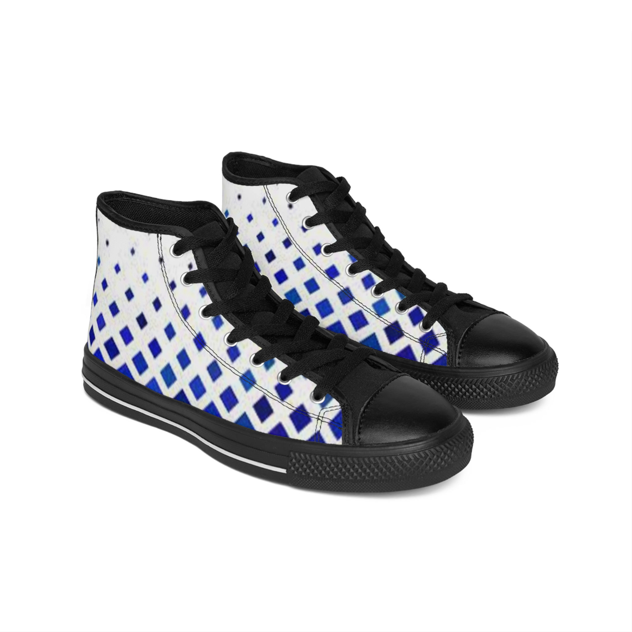 Stylish Blue Pattern High-Top Sneakers for Men
