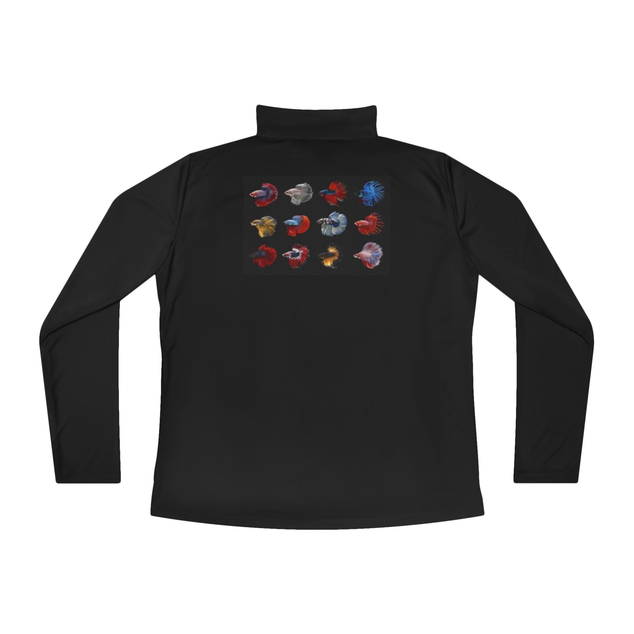 Ladies Quarter-Zip Pullover with Colorful Betta Fish Designs 