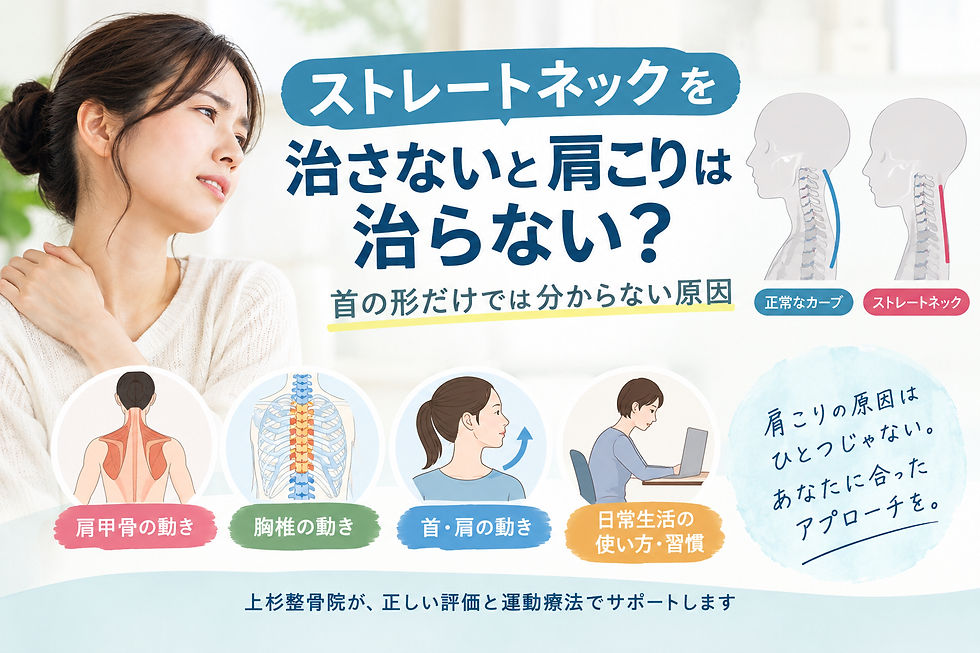 【東大阪市 肩こり】ストレートネックを治さないと肩こりは治らない?首の形だけでは分からない原因|上杉整骨院