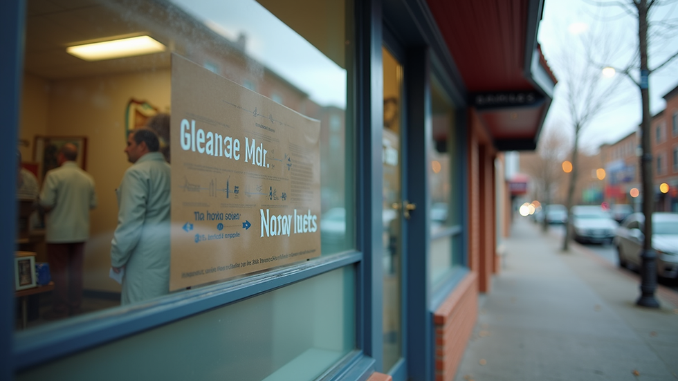 Eye-level view of a veterinary clinic exterior with a sign about spay and neuter services