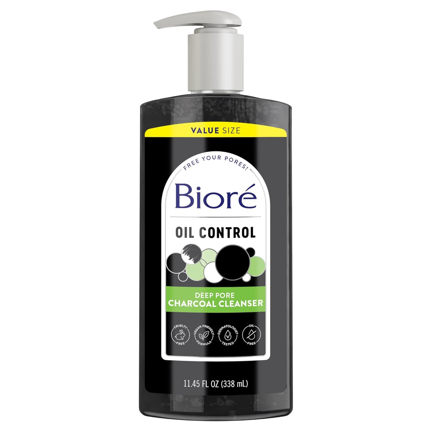 Biore Deep Pore Charcoal Face Wash, Daily Facial Cleanser for Dirt & Makeup Remo