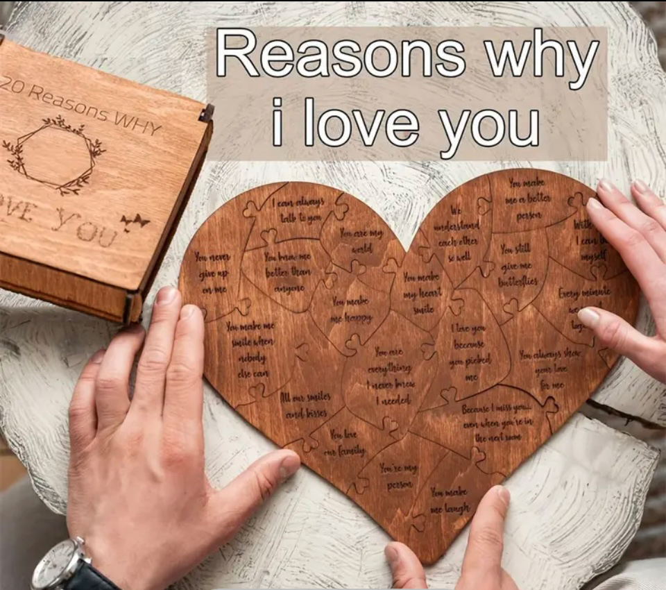 Couple Doing a heart shape jigsaw puzzle