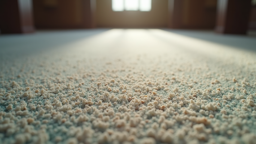 Close-up view of a clean carpet with intricate patterns