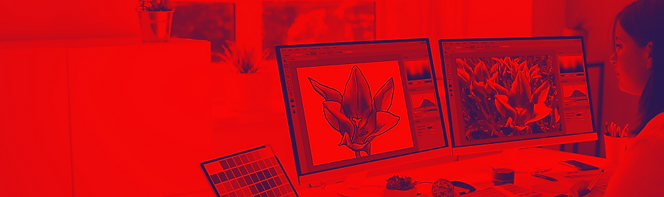Grafika komputerowa i edycja zdjęć – kobieta pracująca przy biurku z dwoma monitorami,