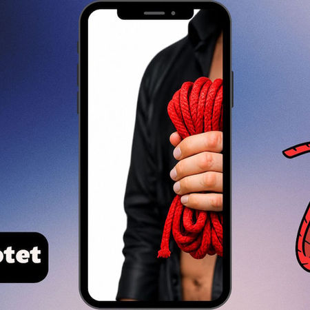 Handy mit einem Mann mit einem Seil in der Hand