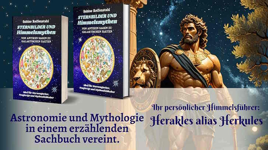 Bild von Buchcover und Herakles, Deko Sternbilder und Himmelsmythen