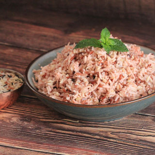 Steamed mixed white, brown and black rice