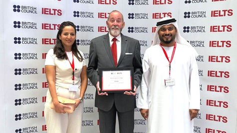 Dr. Imene Soussi, Mr. Mark Langer and Executive Dean Eng. Ahmed Alsoufi of BAC at the British Council IELTS Annual Partner Meet