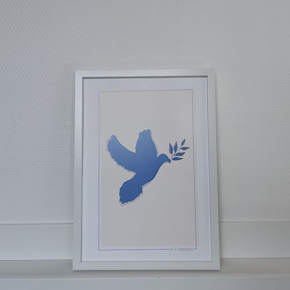 Miniature : affiche décorative illustration colombe bleu