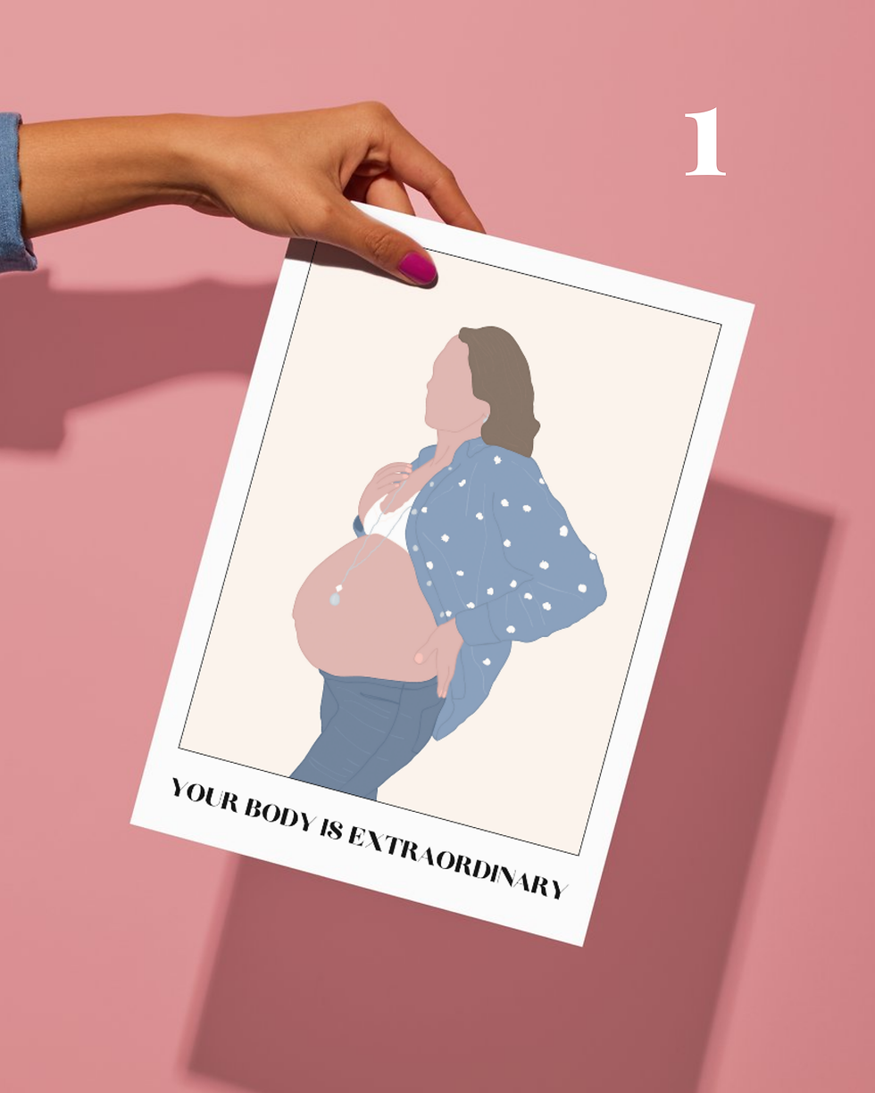 Miniature : affiche décorative personnalisable illustration femme enceinte
