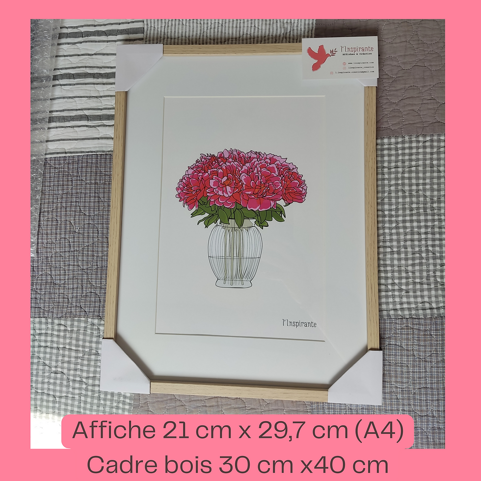 Miniature : affiche décorative illustration bouquet de pivoines
