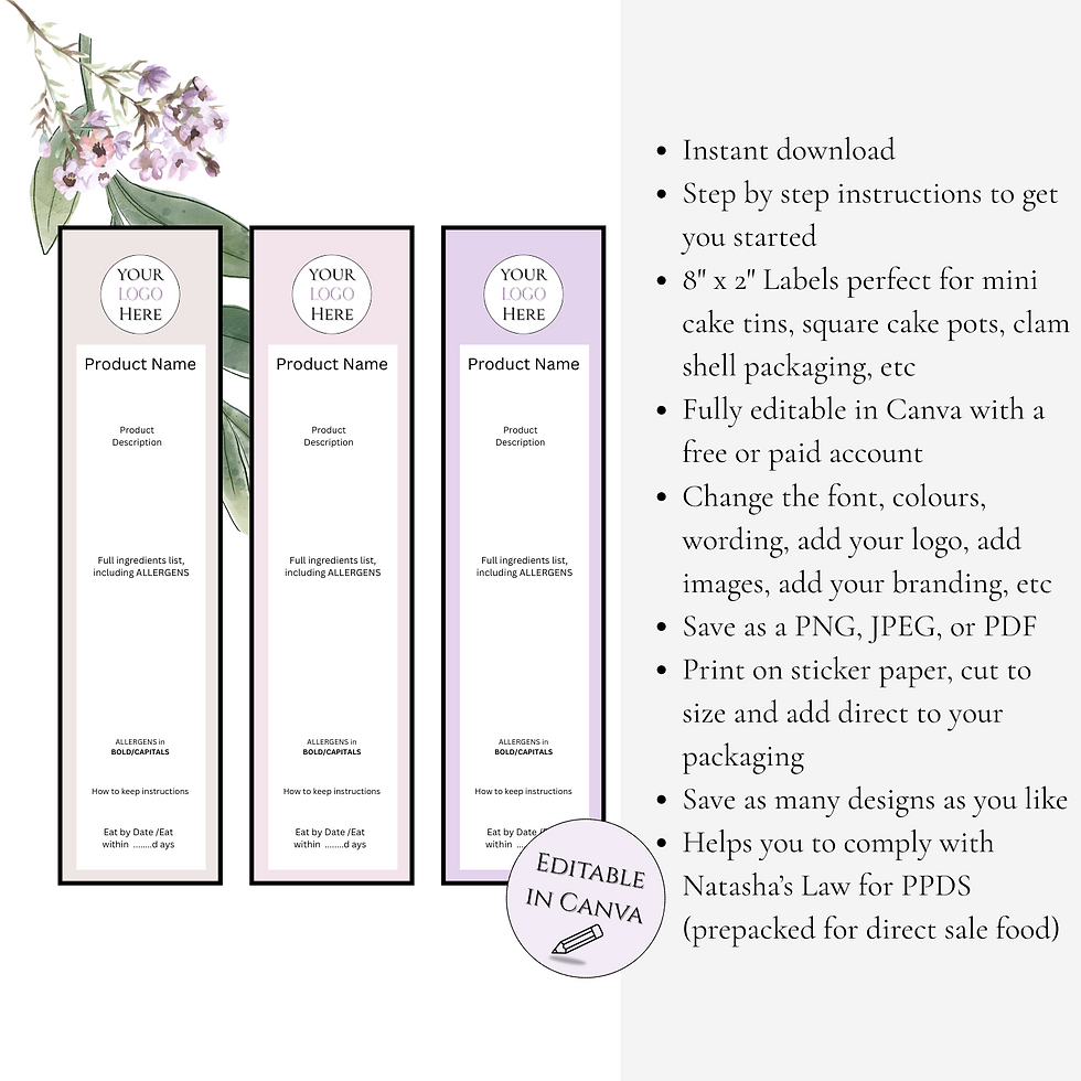 Cake Labels - 8in x 2in - PPDS