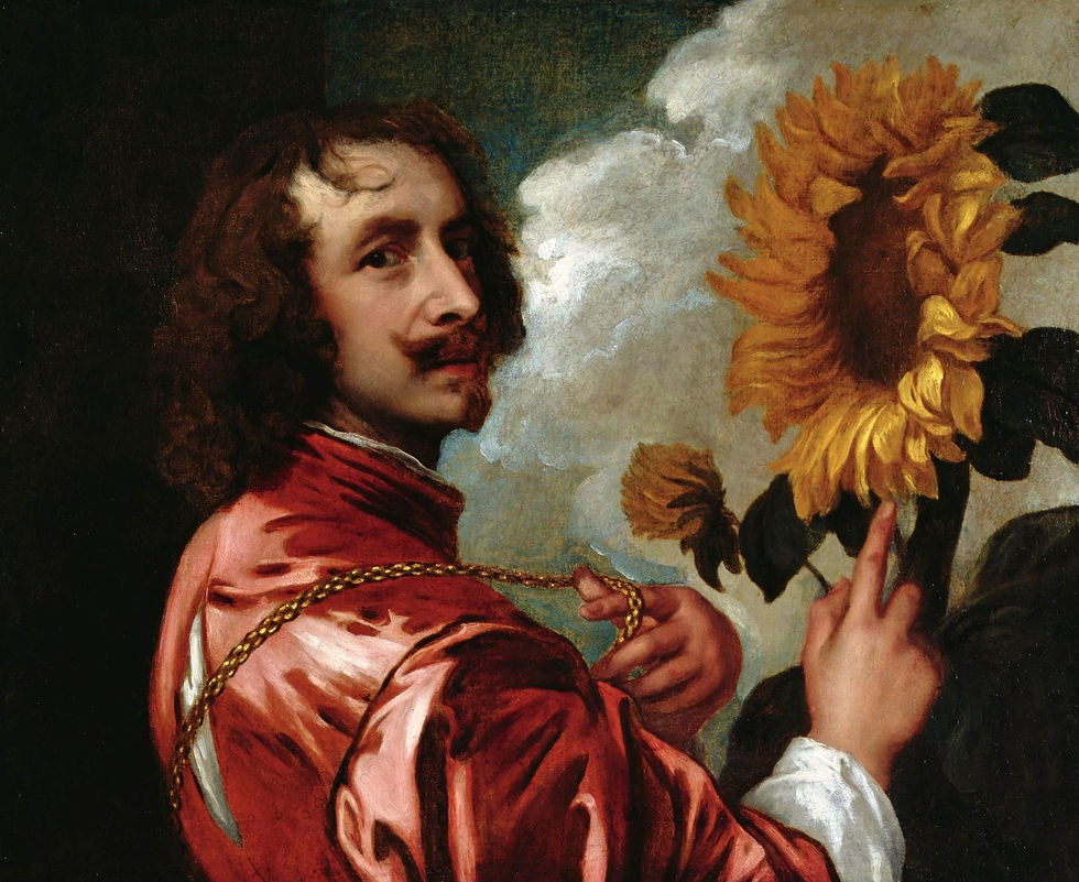 Anton van Dyck, Autorretrato con un girasol (1632-3). Colección privada.