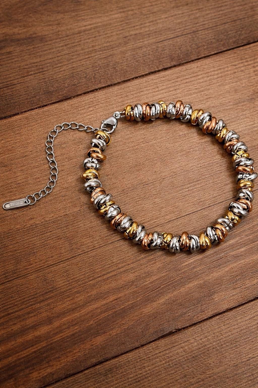 18K Gold Plated Stainless Steel Vintage Twist Chain Bracelet, Braided Jewelry