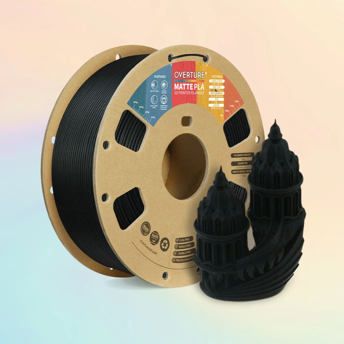 Overture Carbon Fiber 3D Printer Filament 1.75mm