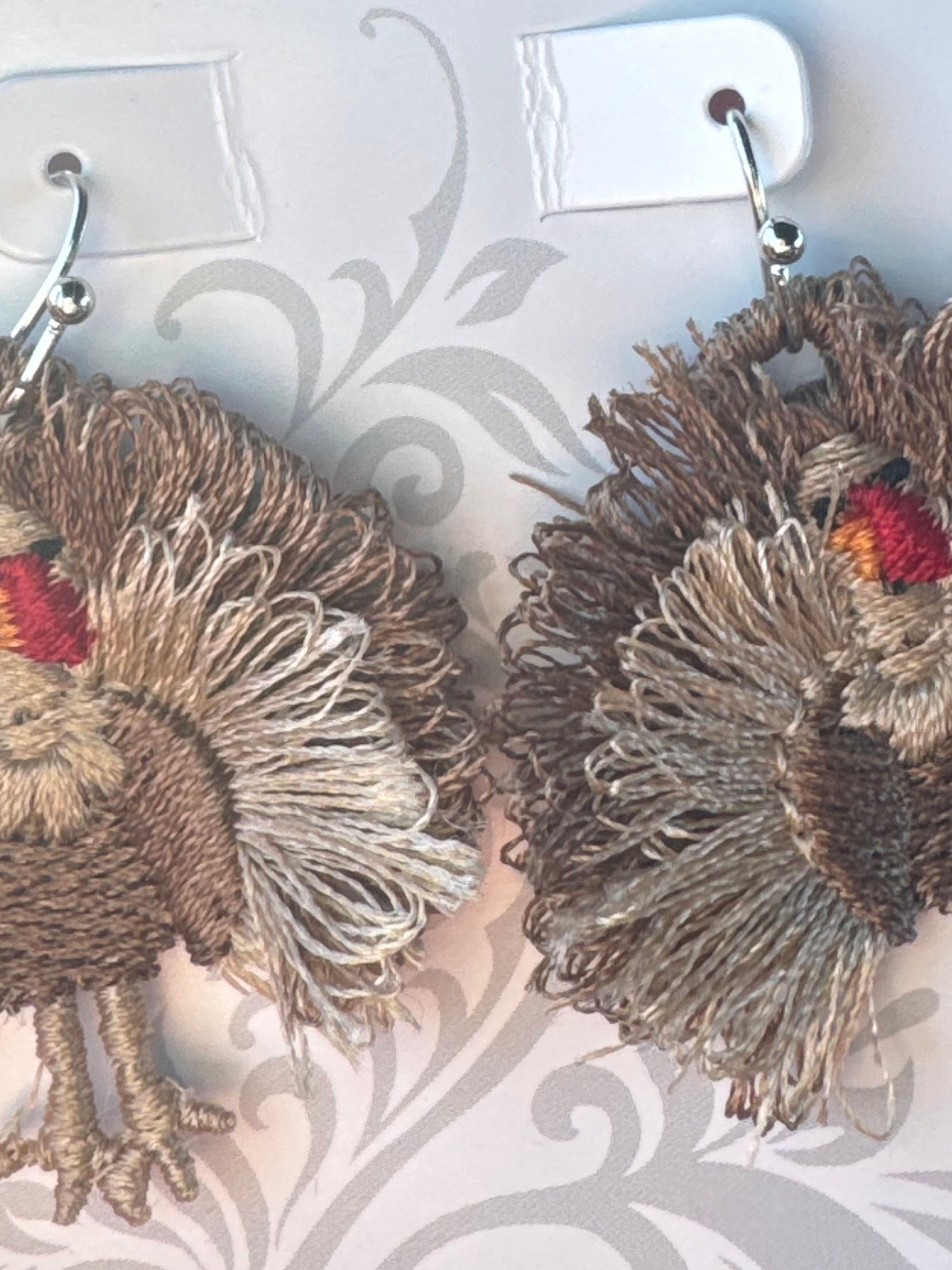 Fluffy Turkey Earrings