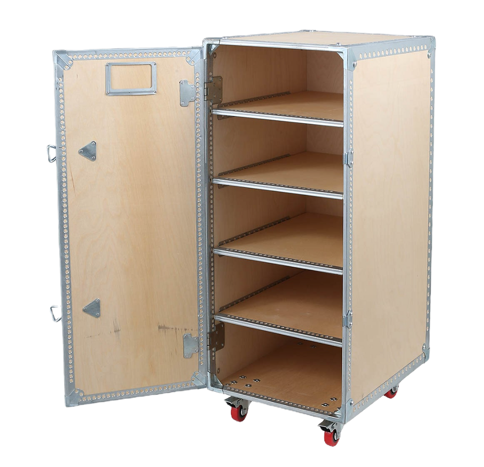 サムネイル： WOODEN CABINET WITH CASTORS 4 LAYER