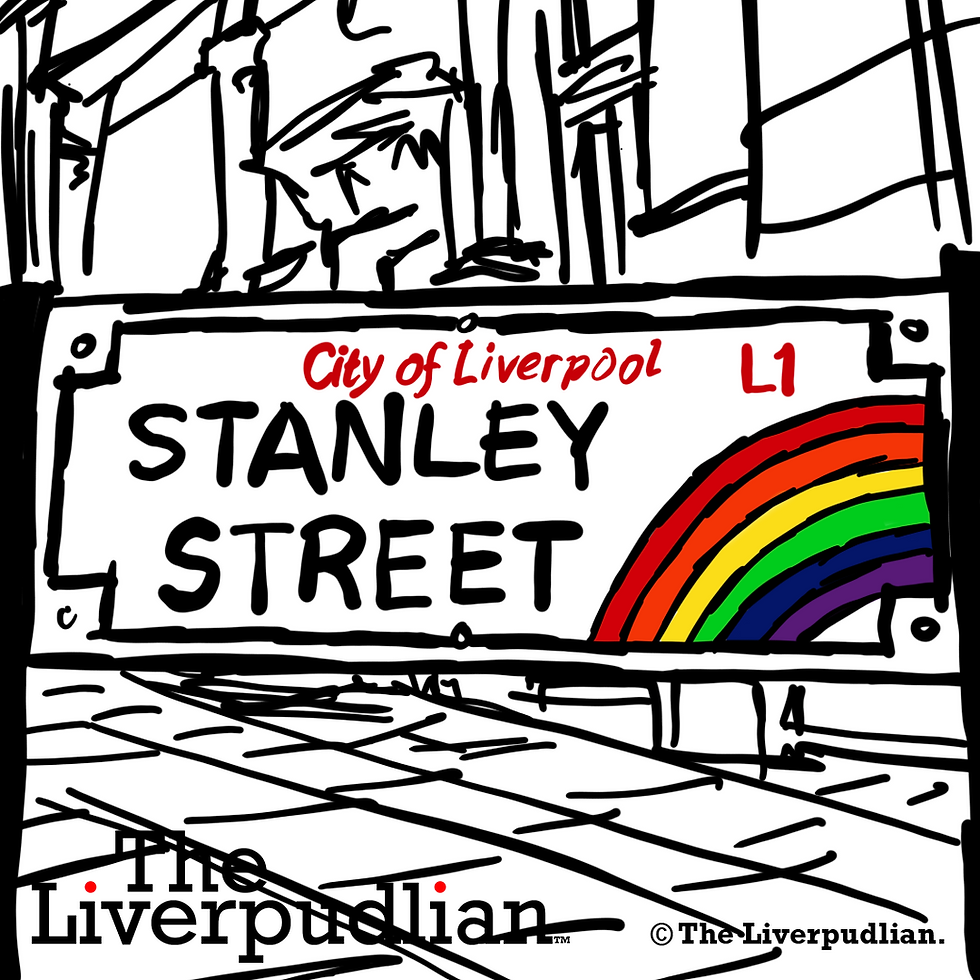 This original illustration cover image for the article is of the City's famous Rainbow Street Signs in The Pride Quarter (Credit: The Liverpudlian).