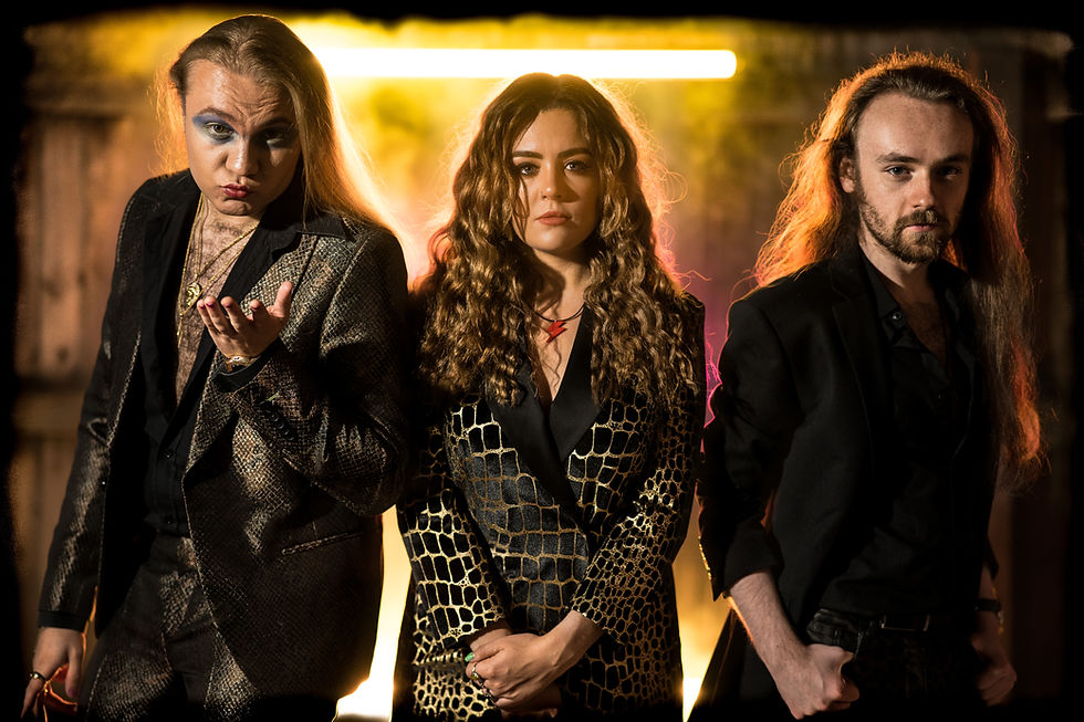 From Left To Right: Jassy xX.G.Xx (Lead Guitar), Louie James (Lead Vocals) and Michael Berry (Bass Guitar) from Liverpool band, GUISE(Credit: GUISE/Supplied By Publicist).