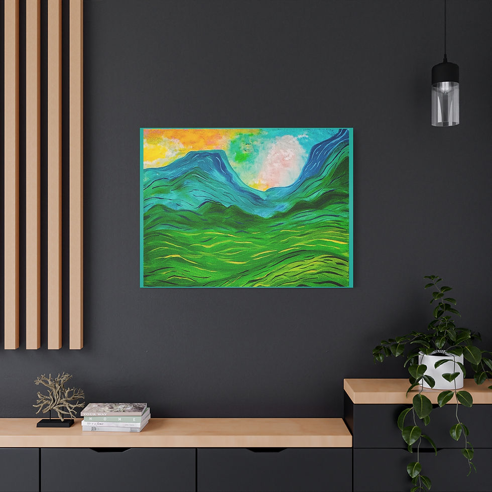 Thumbnail: Vibrant Lush Hillside Mountain Landscape Canvas Wall Art