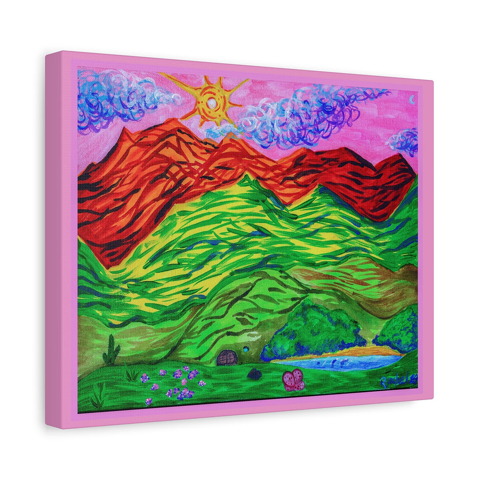 Thumbnail: Vibrant Landscape Canvas Art Print - Colorful Mountain Scene