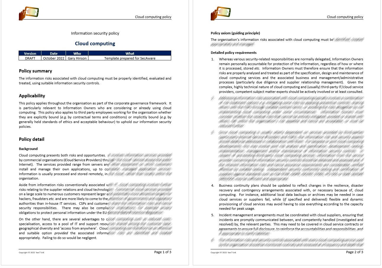 Cloud computing security policy