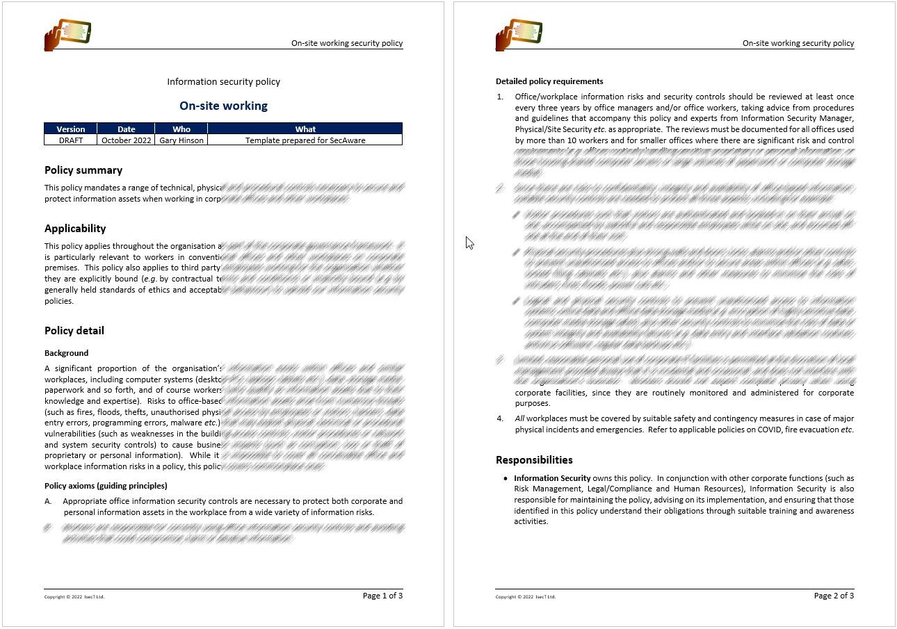 On-site working policy