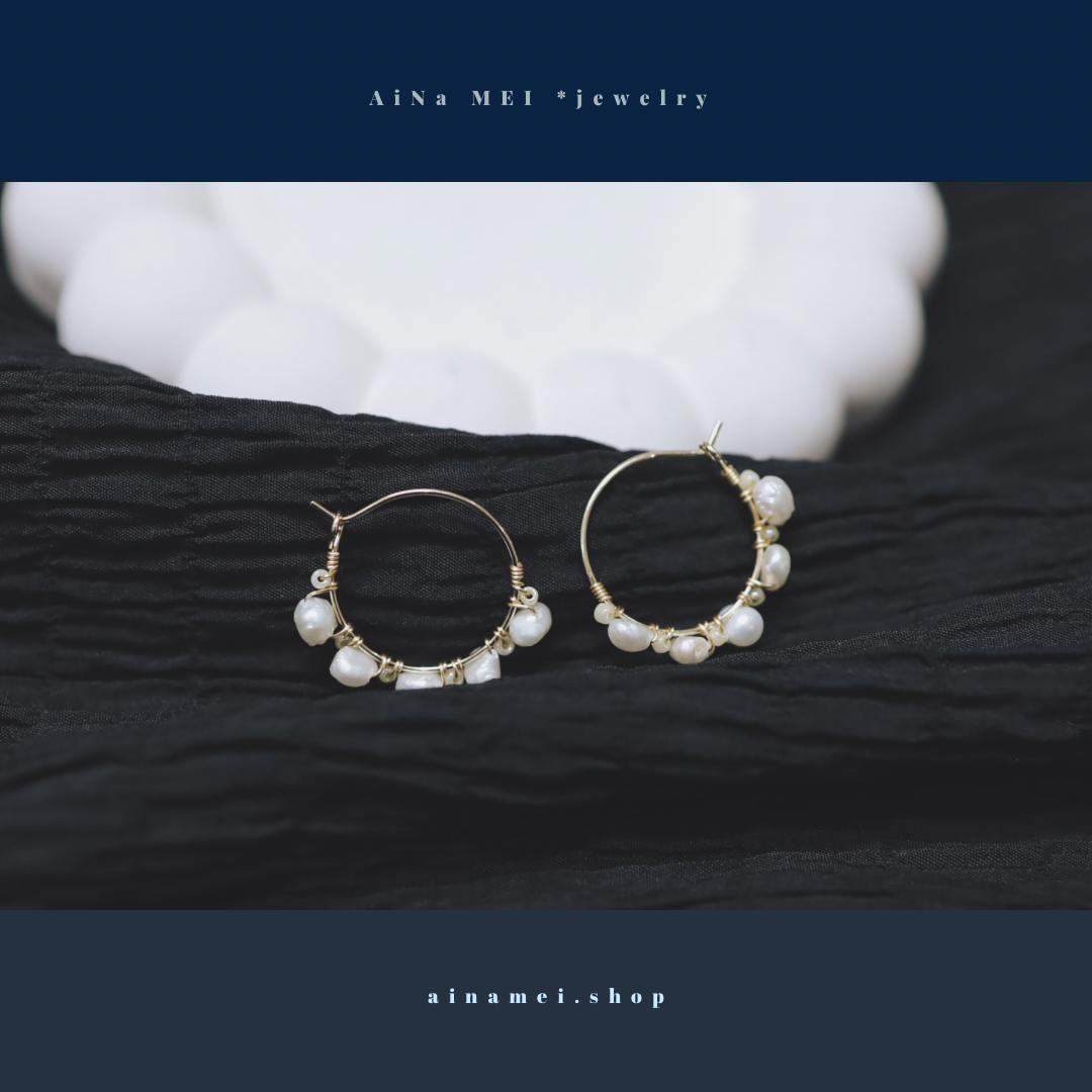 半圈巴洛克小珍珠耳環