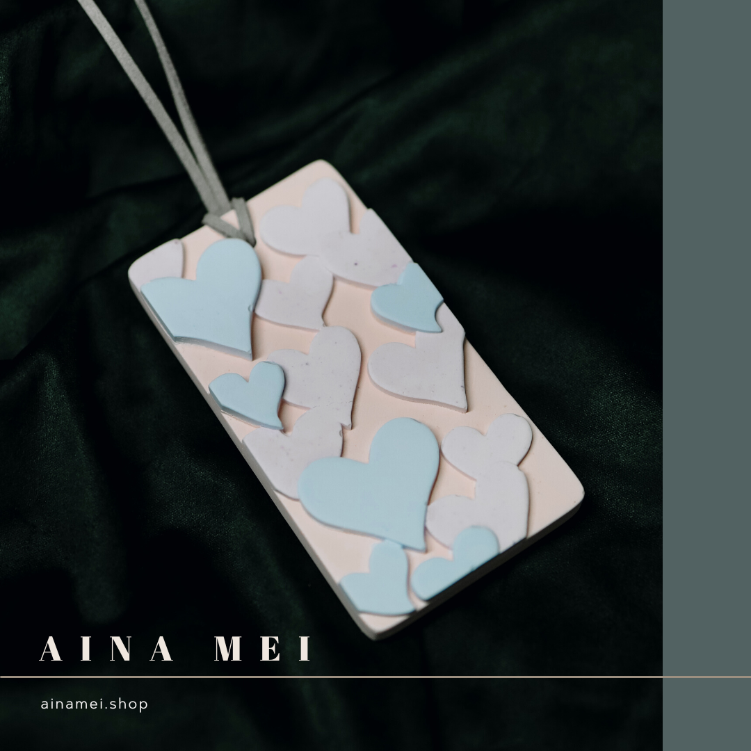 粉橘藍立體愛心擴香吊飾