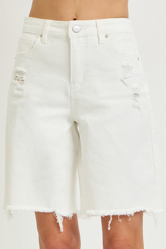 White Denim Bermuda Shorts