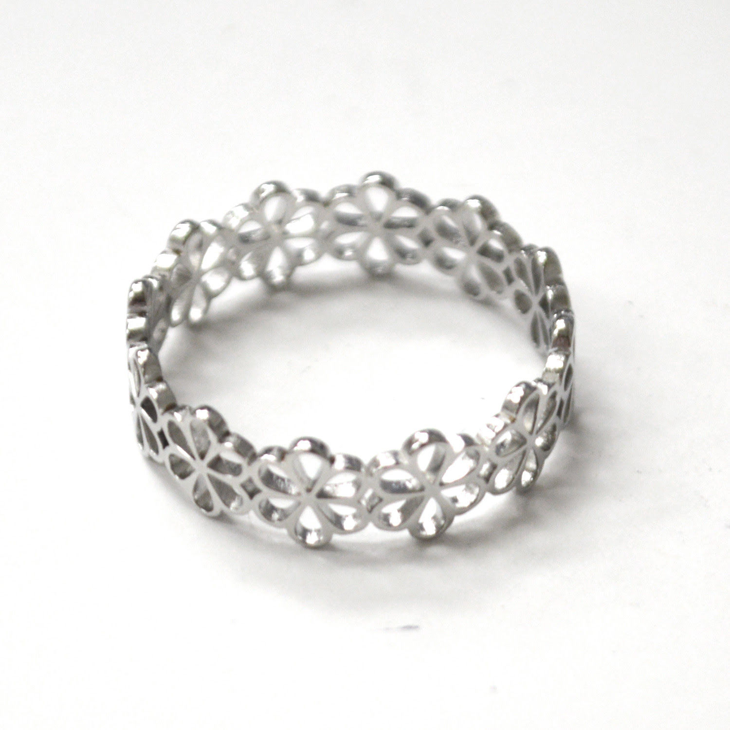 Filigree Flower Stainless Steel Ring