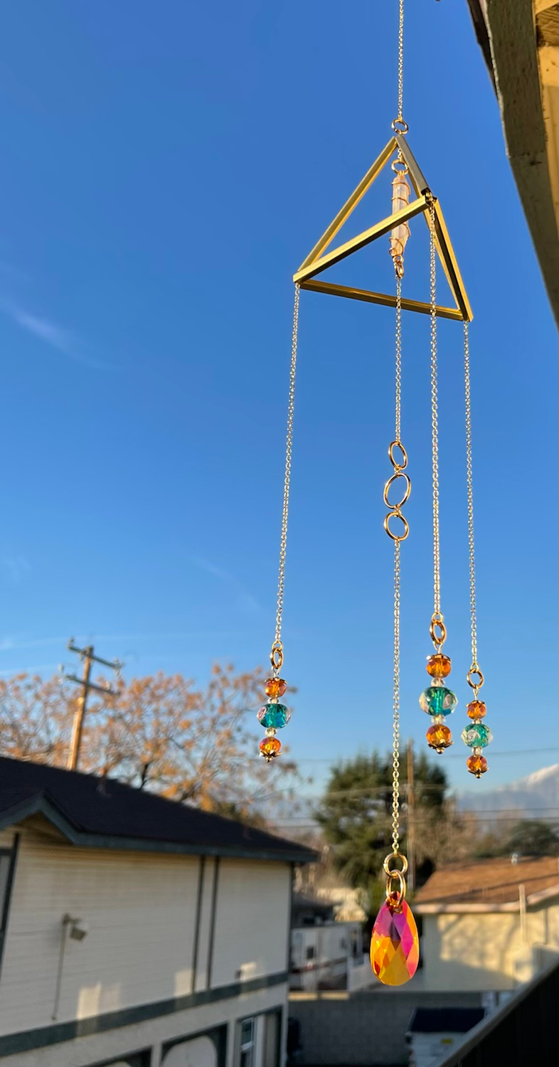 Thumbnail: Blue & Orange Pyramid Suncatcher