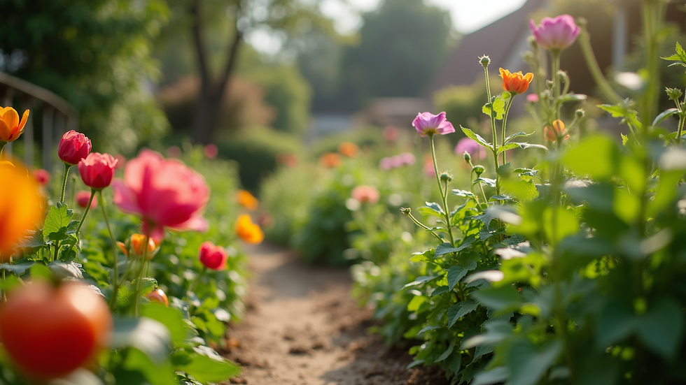 Eye-level view of a vibrant community garden