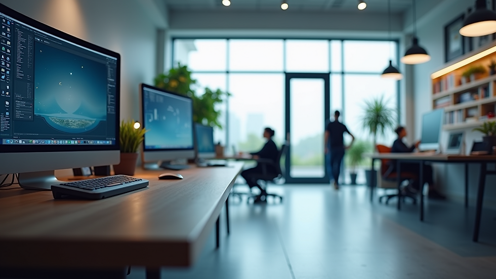 High angle view of a modern digital workspace